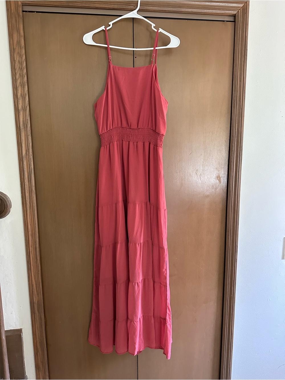 Brick Red Sleeveless Smocked-Waist Maxi Dress- Medium - Picture 3 of 5